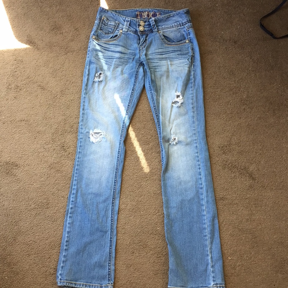 Ripped boot cut jeans